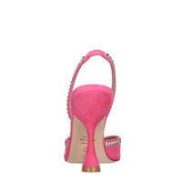 Décolleté slingback in camoscio e pelle 