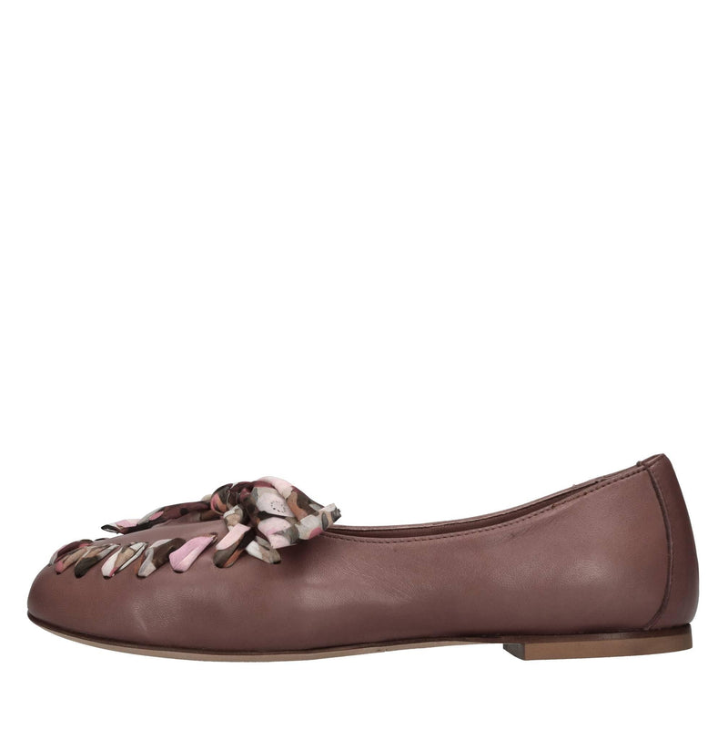 Ballerine in pelle e tessuto 