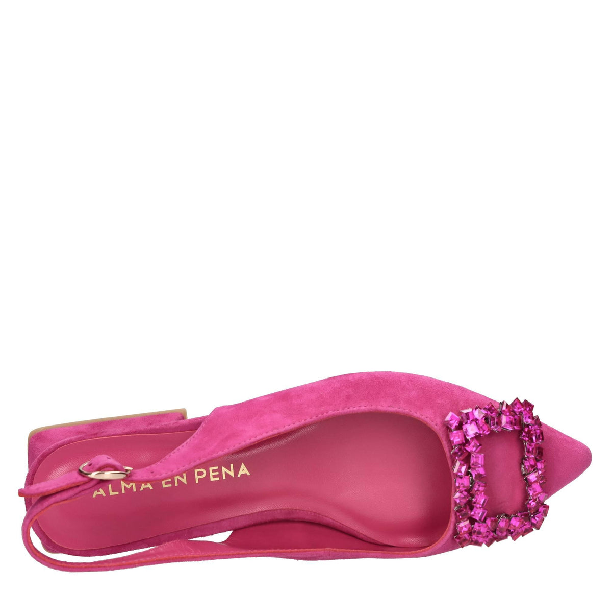 Ballerine slingback in camoscio con accessorio gioiello 