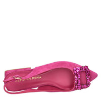 Ballerine slingback in camoscio con accessorio gioiello 