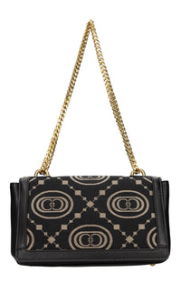 Borsa in pelle e tessuto 
