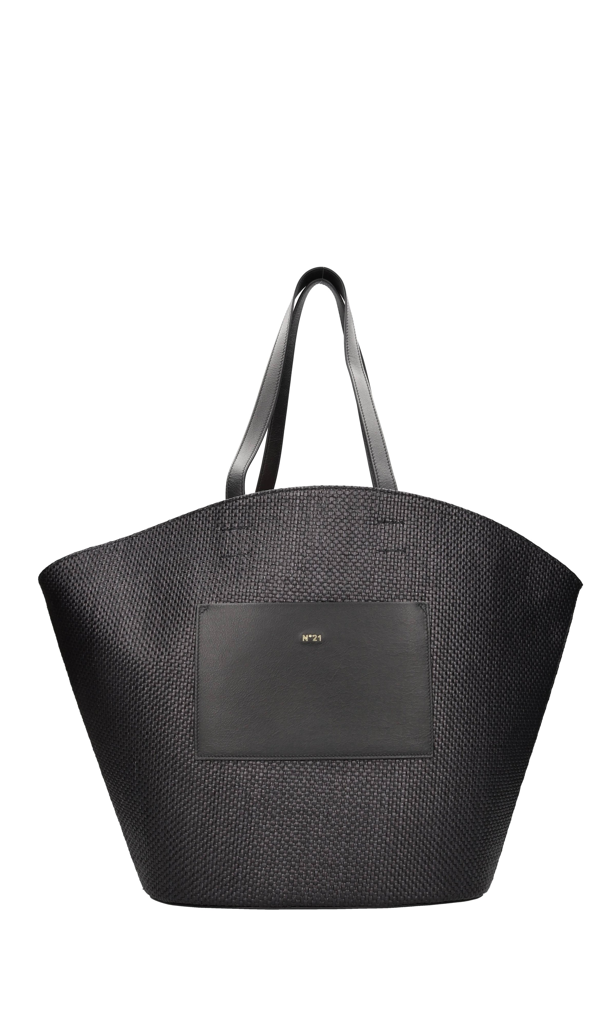 Borsa in pelle e rafia 