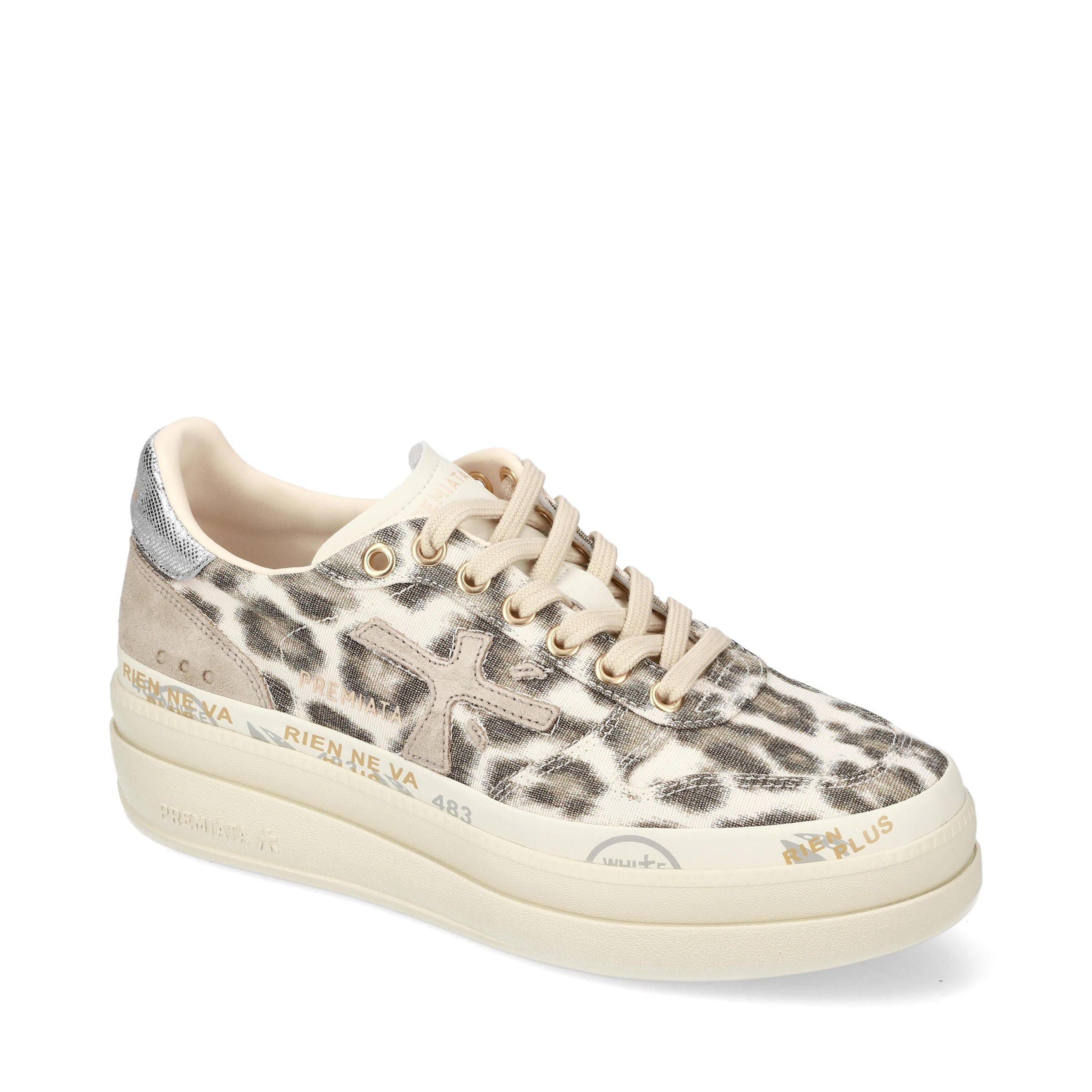 Sneakers in pelle scamosciata e tessuto 
