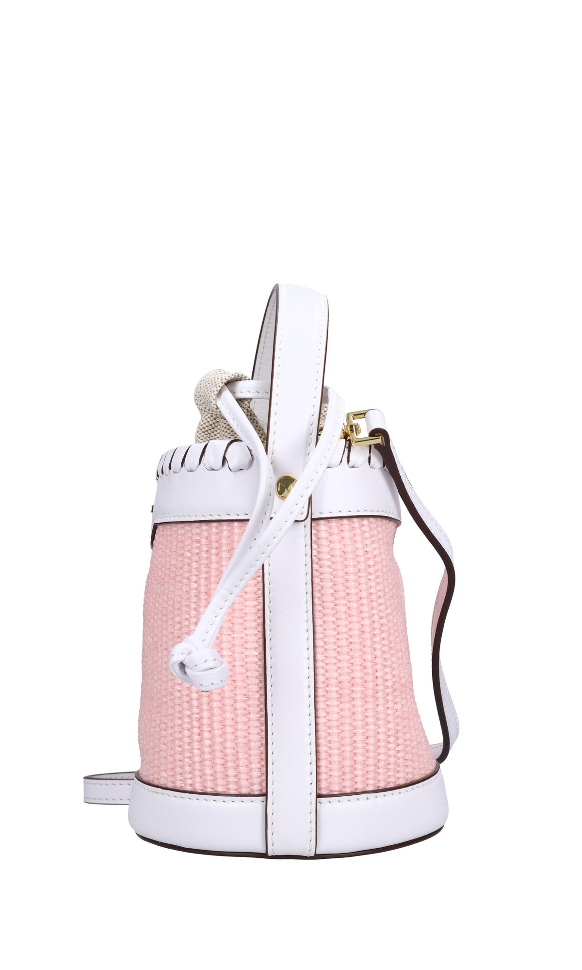 Borsa in rafia con inserti in ecopelle 