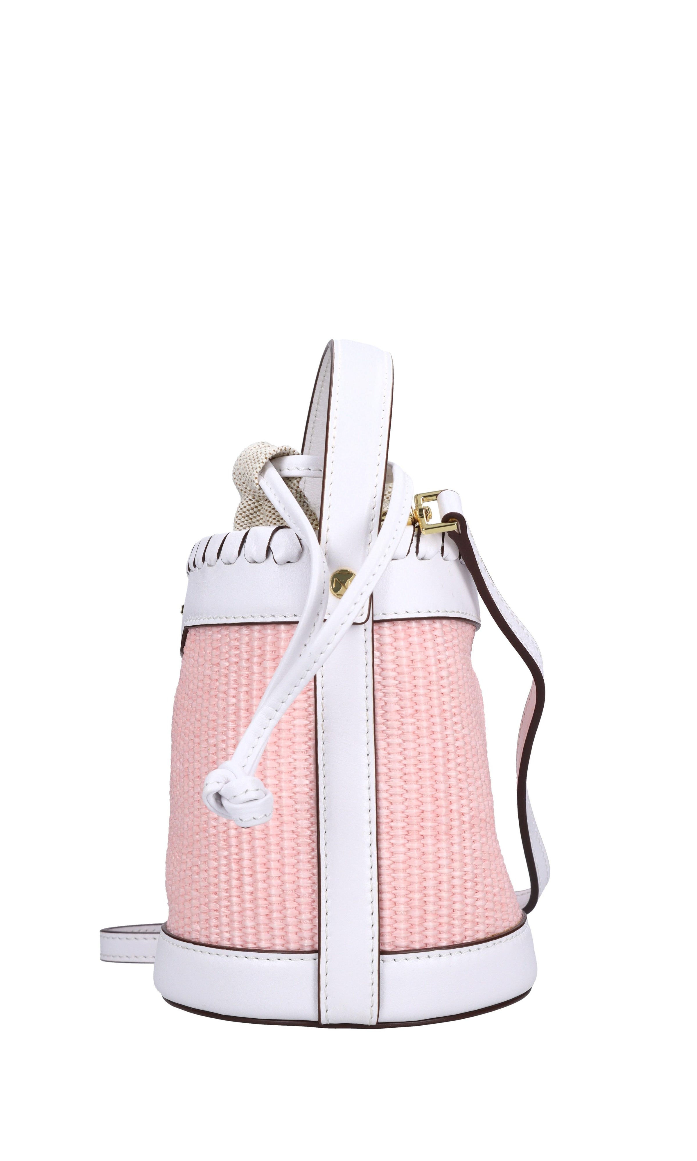 Borsa in rafia con inserti in ecopelle 