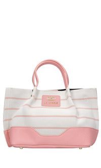 Borsa Stripes in tessuto ed ecopelle 