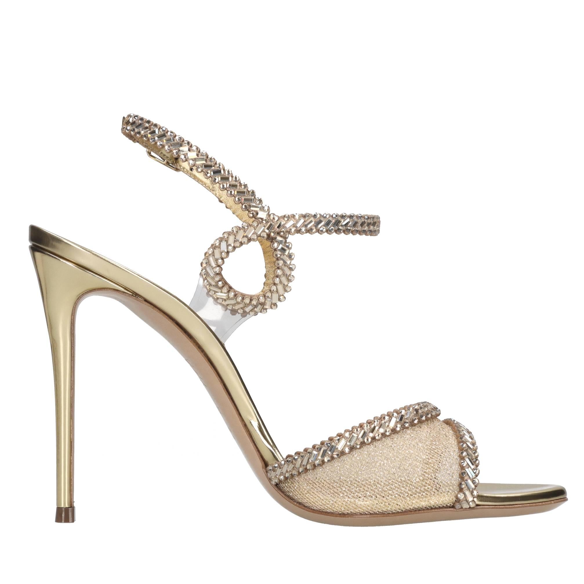 Sandali Josephine Julia in tessuto microglitter e cristalli 