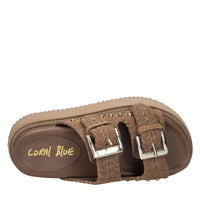 Mules in camoscio e pelle con borchie 