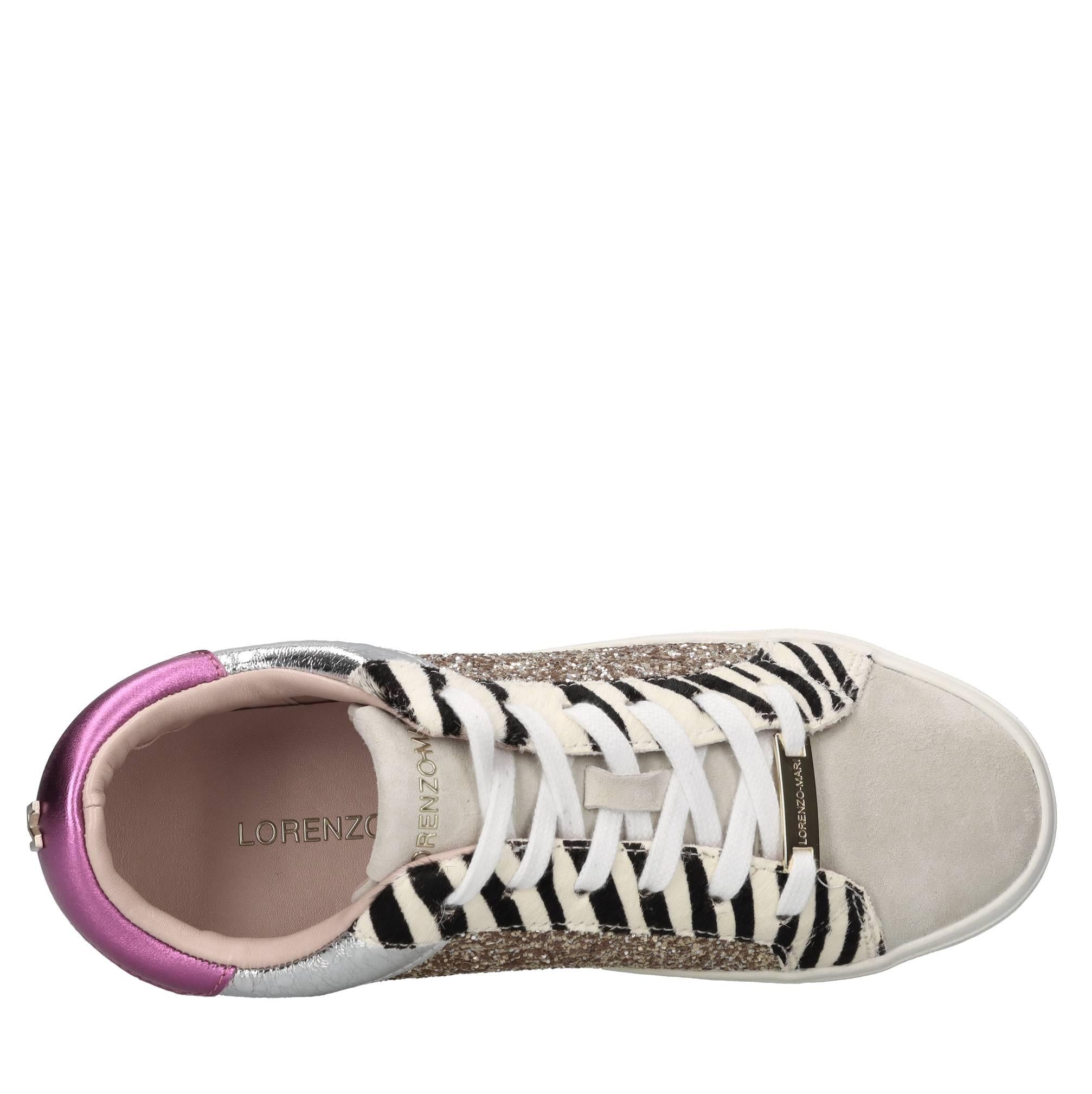 Sneakers in pelle cavallino e glitter 
