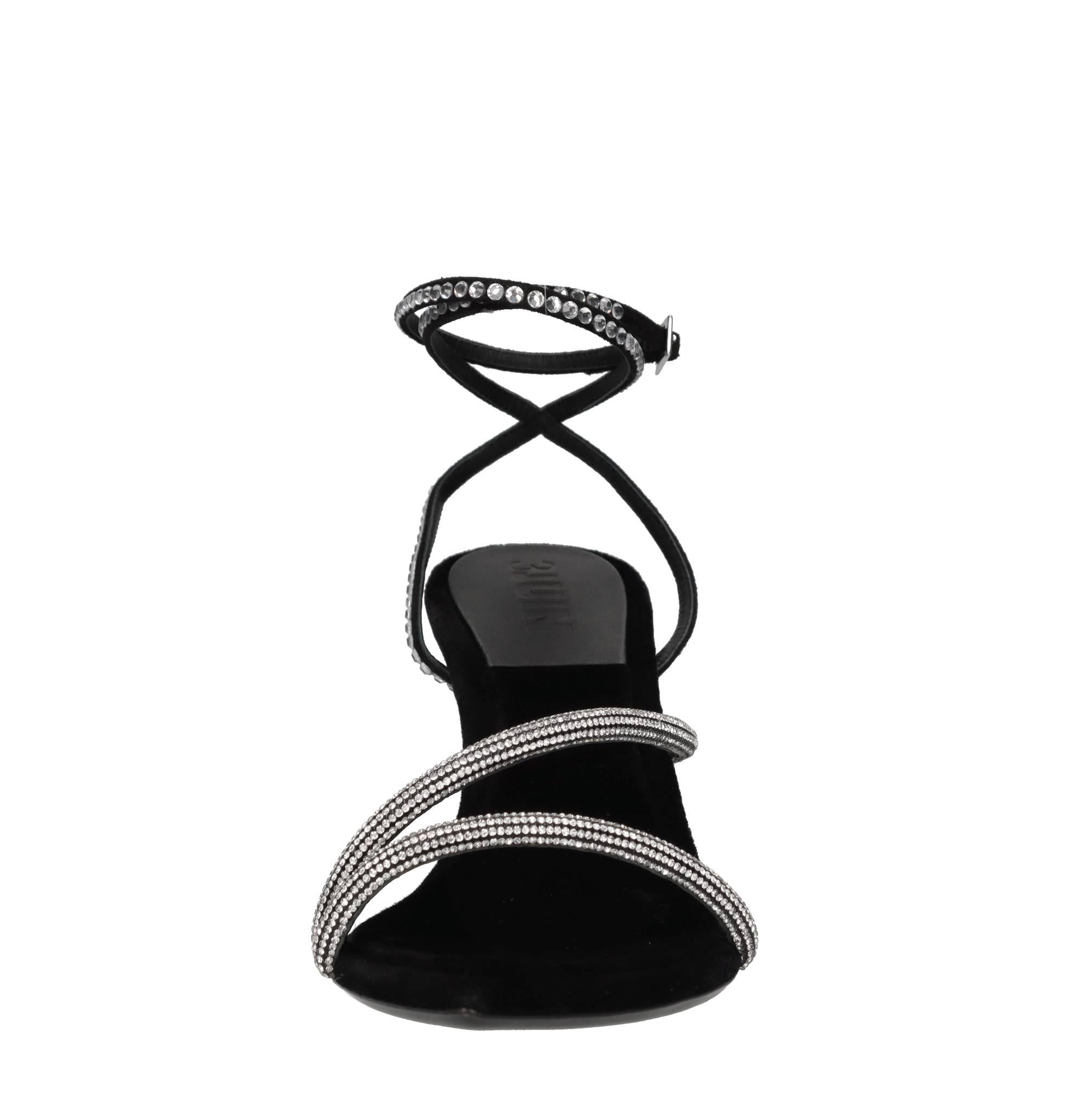 Sandali in velluto e strass 