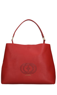 Borsa drilled logo hook in pelle 