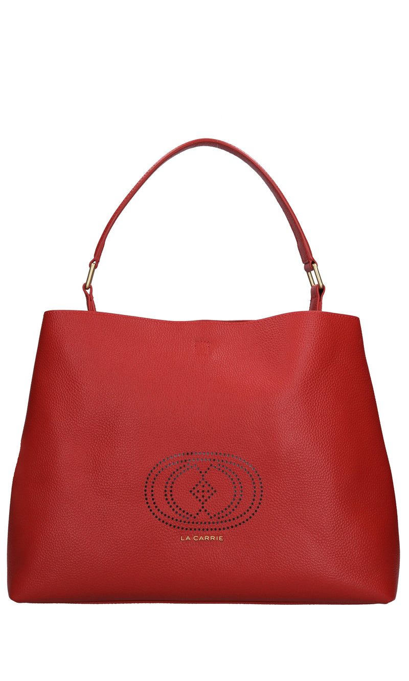 Borsa drilled logo hook in pelle 