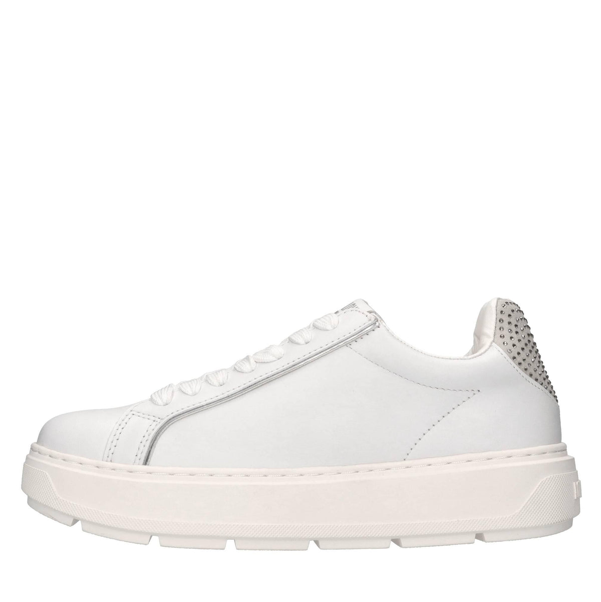 Sneakers in pelle, ecopelle e strass 
