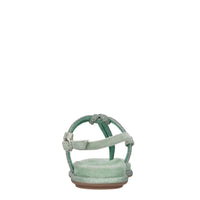 Sandali flat infradito in camoscio e strass 