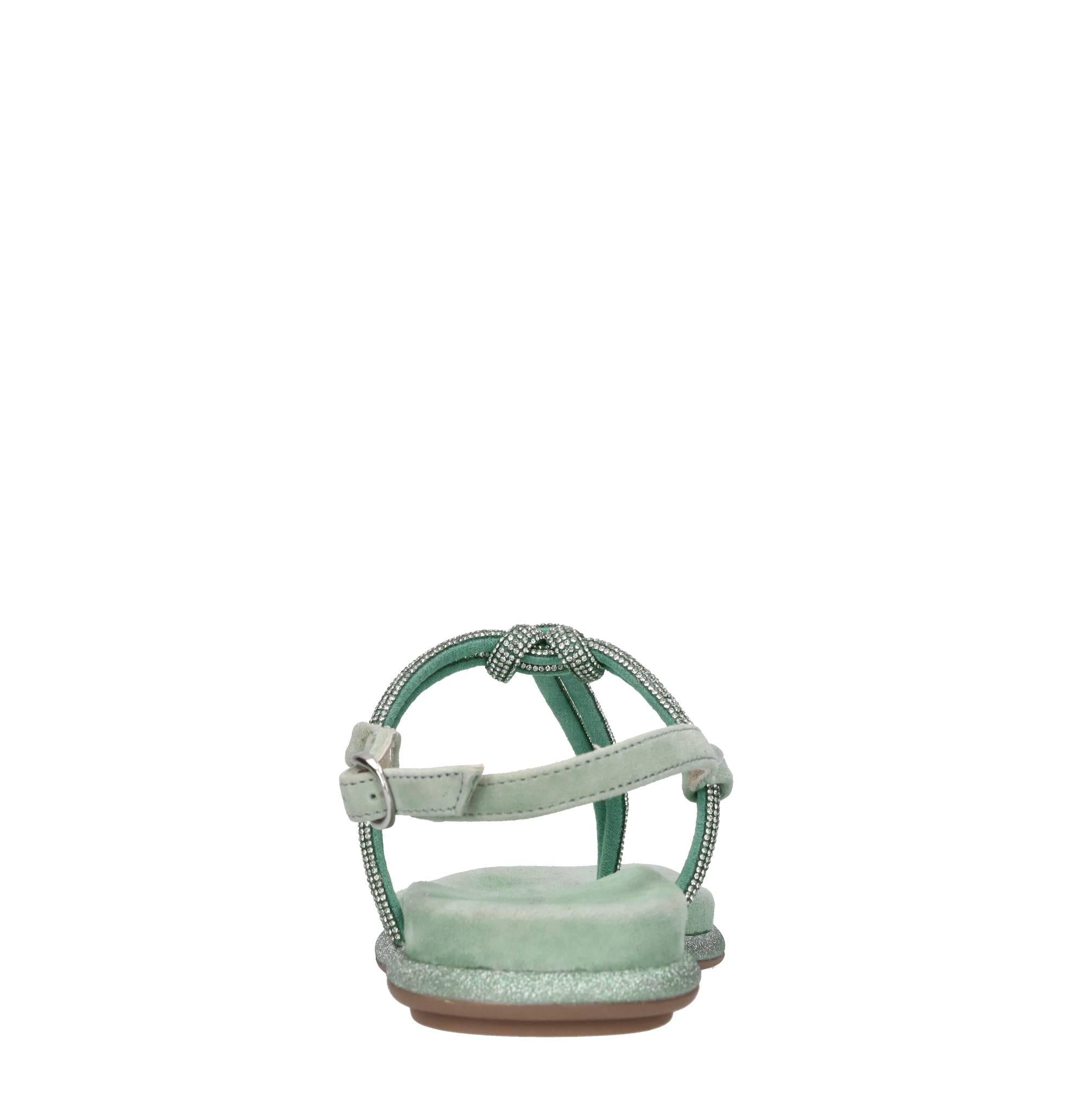 Sandali flat infradito in camoscio e strass 