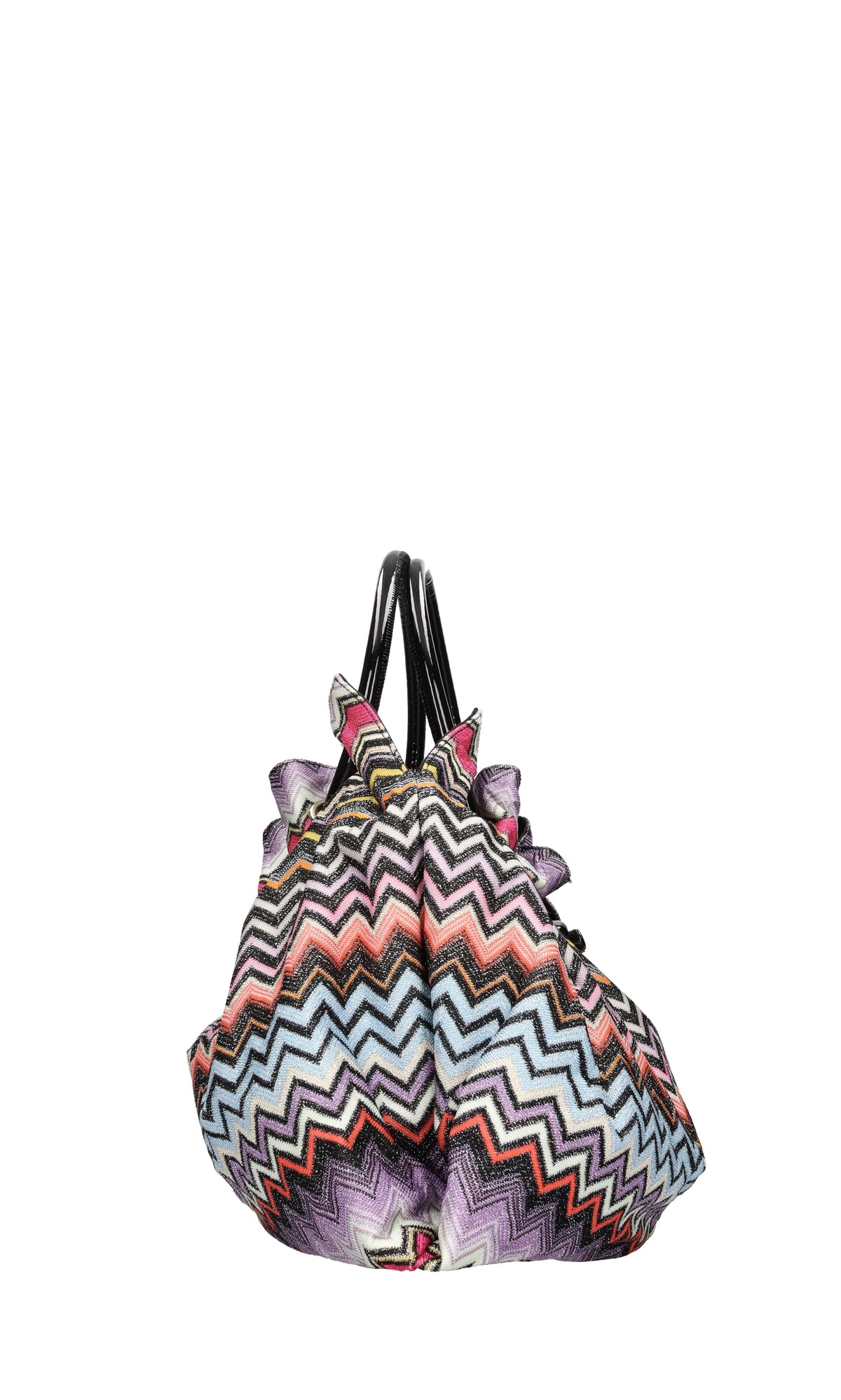 Borsa in tessuto zig zag e pelle 