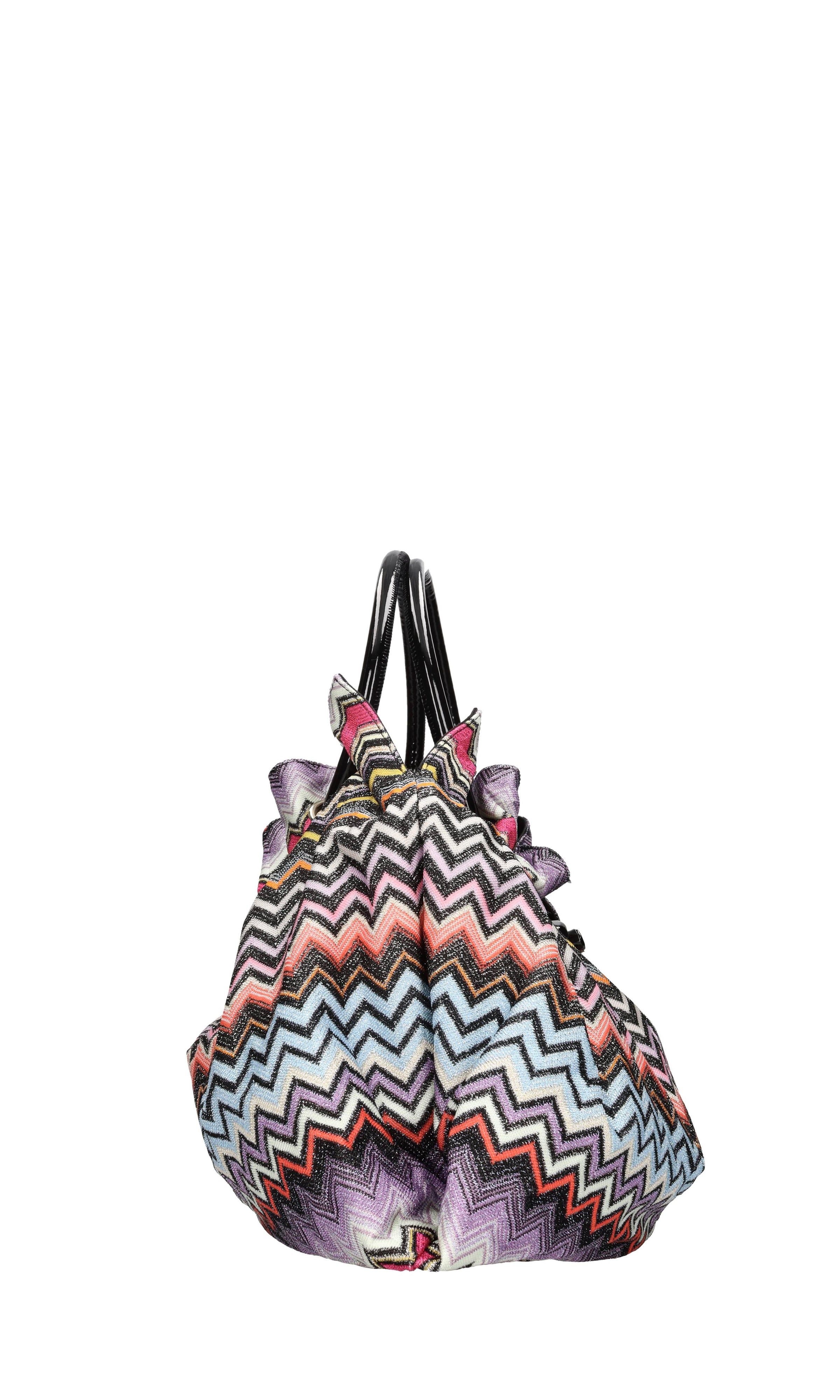 Borsa in tessuto zig zag e pelle 