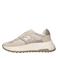 Sneakers in pelle camoscio e glitter 