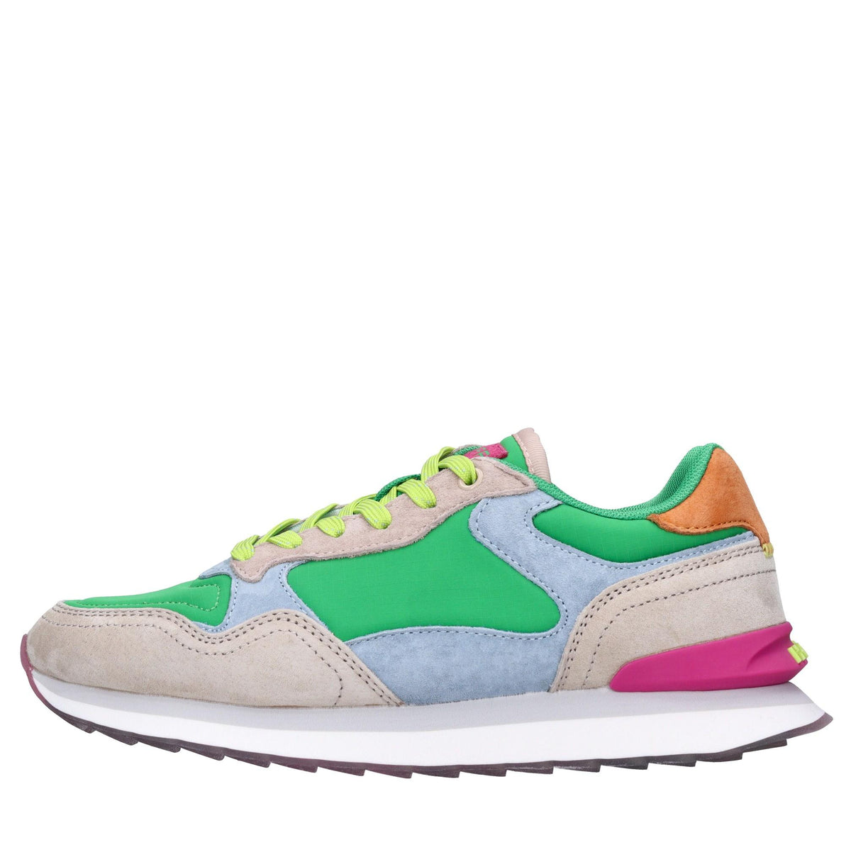 Sneakers in pelle e tessuto 