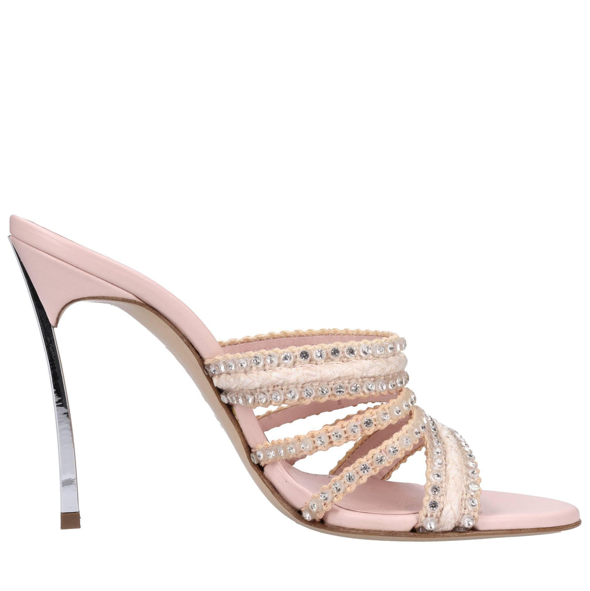 Mules Blade in pelle tessuto e strass 