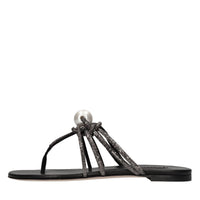 Sandali flat Labuan in pelle e microstrass 