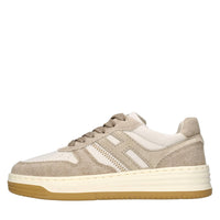 Sneakers in pelle e tessuto denim 