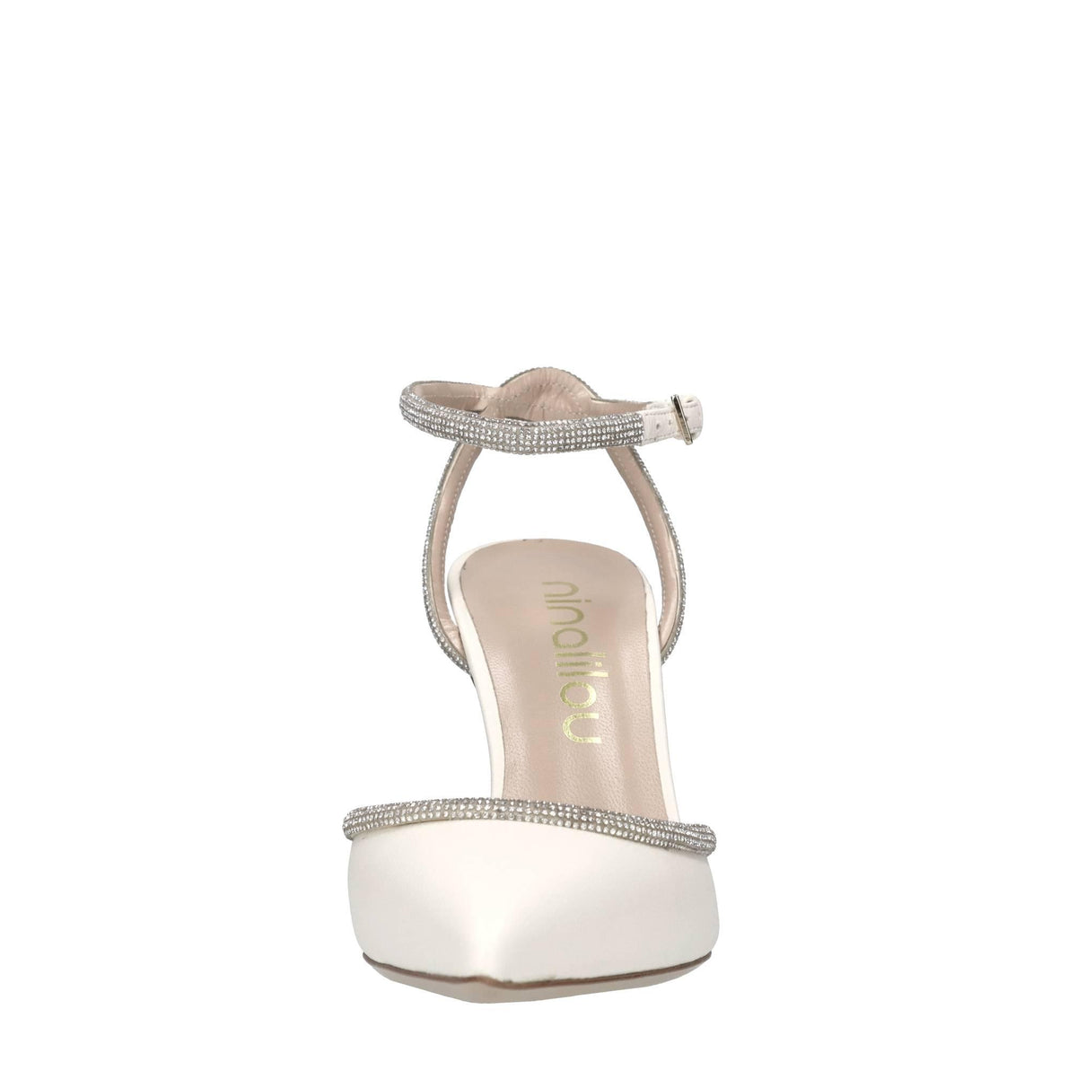 Décolleté slingback in pelle e microstrass 
