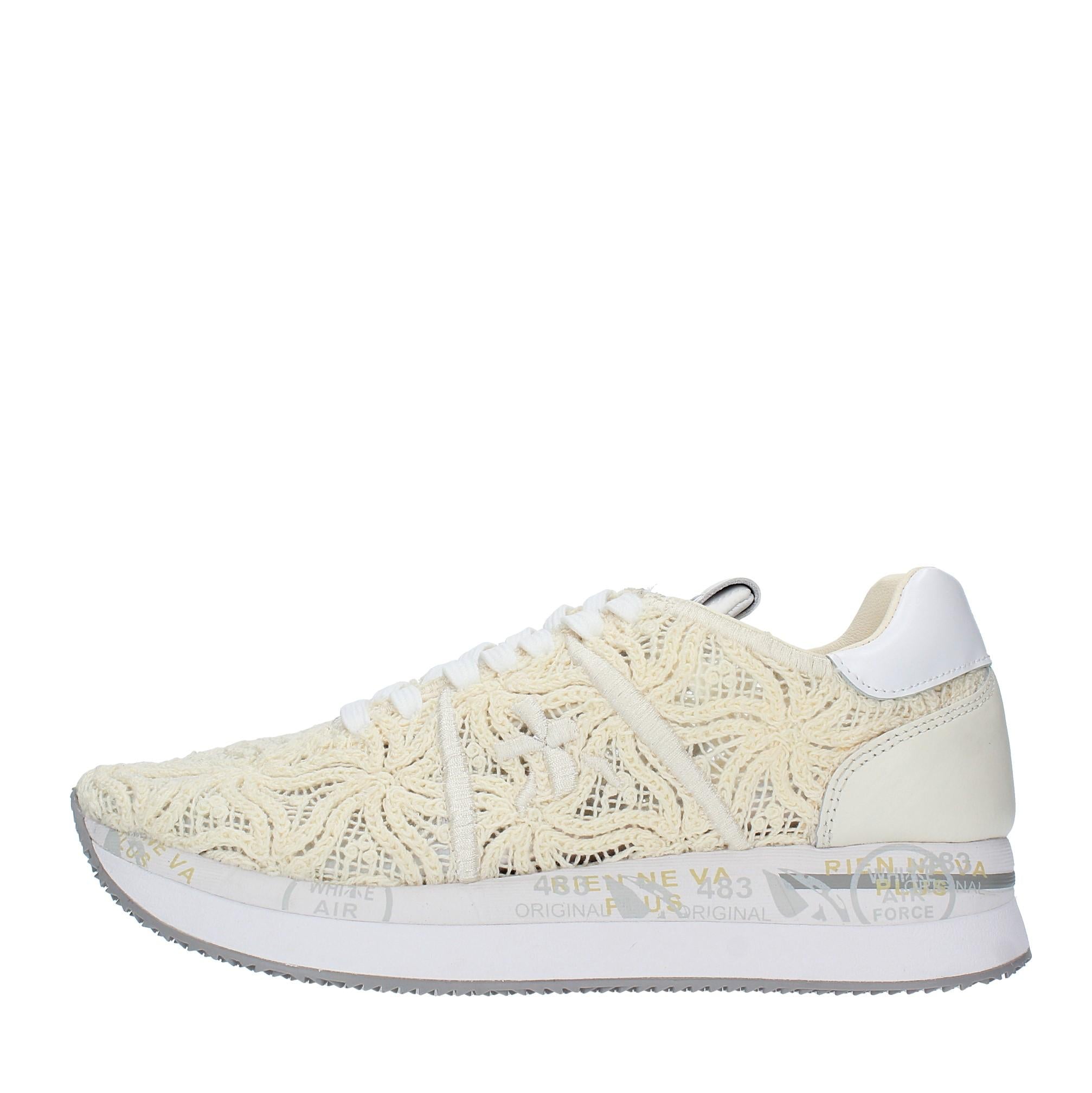Sneakers in pelle e tessuto 