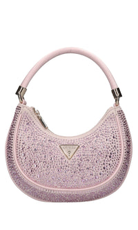Borsa in ecocamoscio,raso e strass 