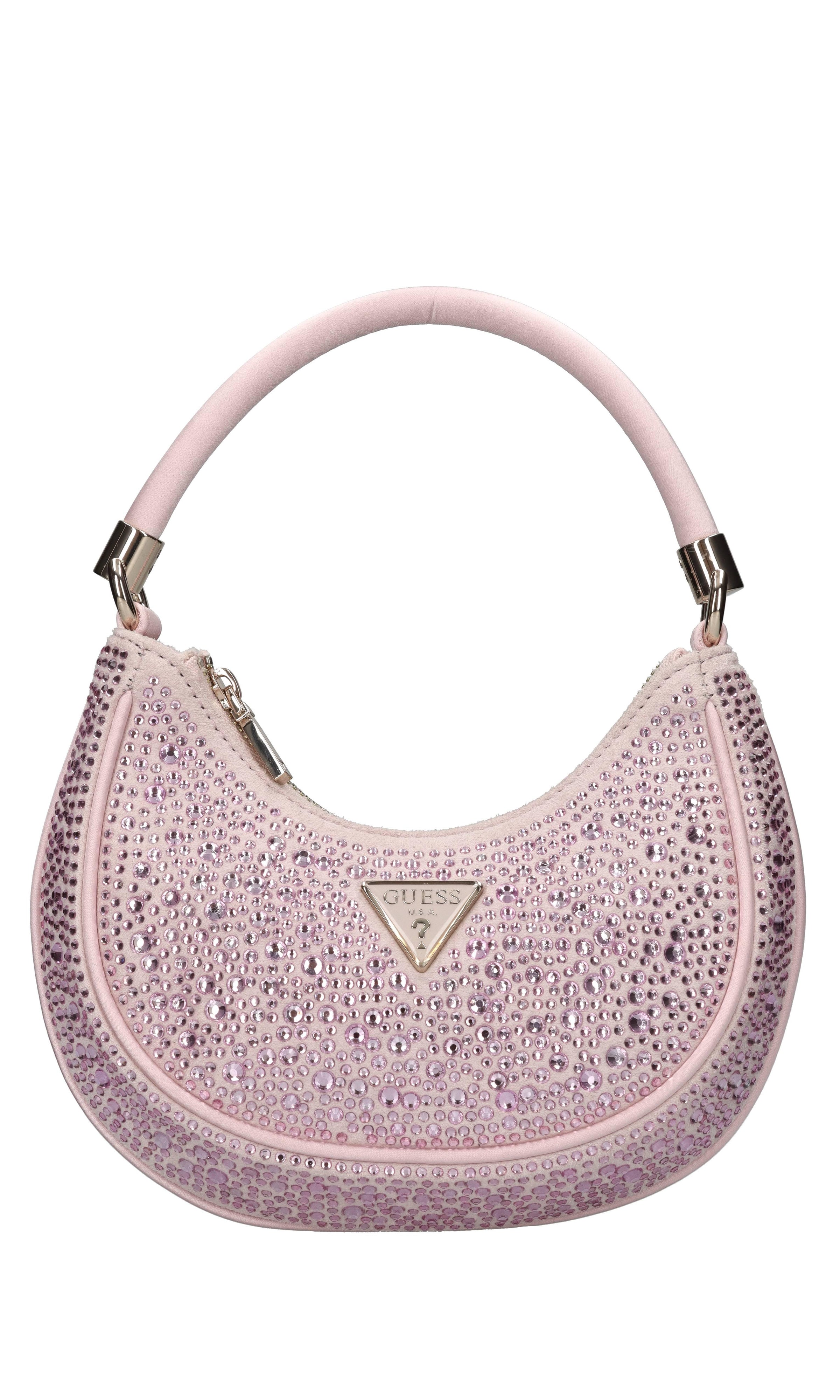 Borsa in ecocamoscio,raso e strass 