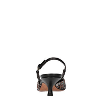 Décolleté slingback Fiona in pelle e tessuto 