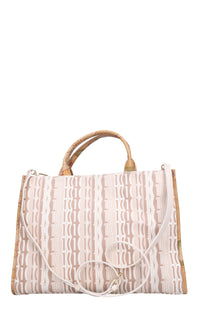 Borsa in pelle e tessuto 