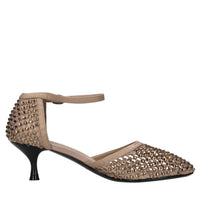 Décolleté Connie in pelle tessuto e strass 