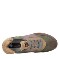 Sneakers vintage in camoscio di pelle, con inserti in eco-pelliccia 