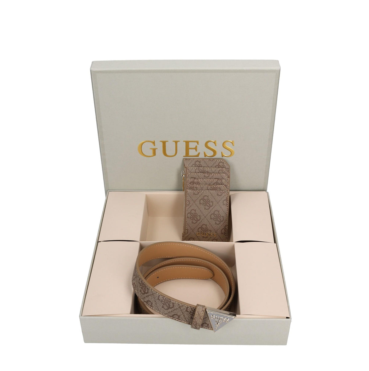 Gift box con cintura e portacarte e monete 4G logo in ecopelle con dettagli color oro 