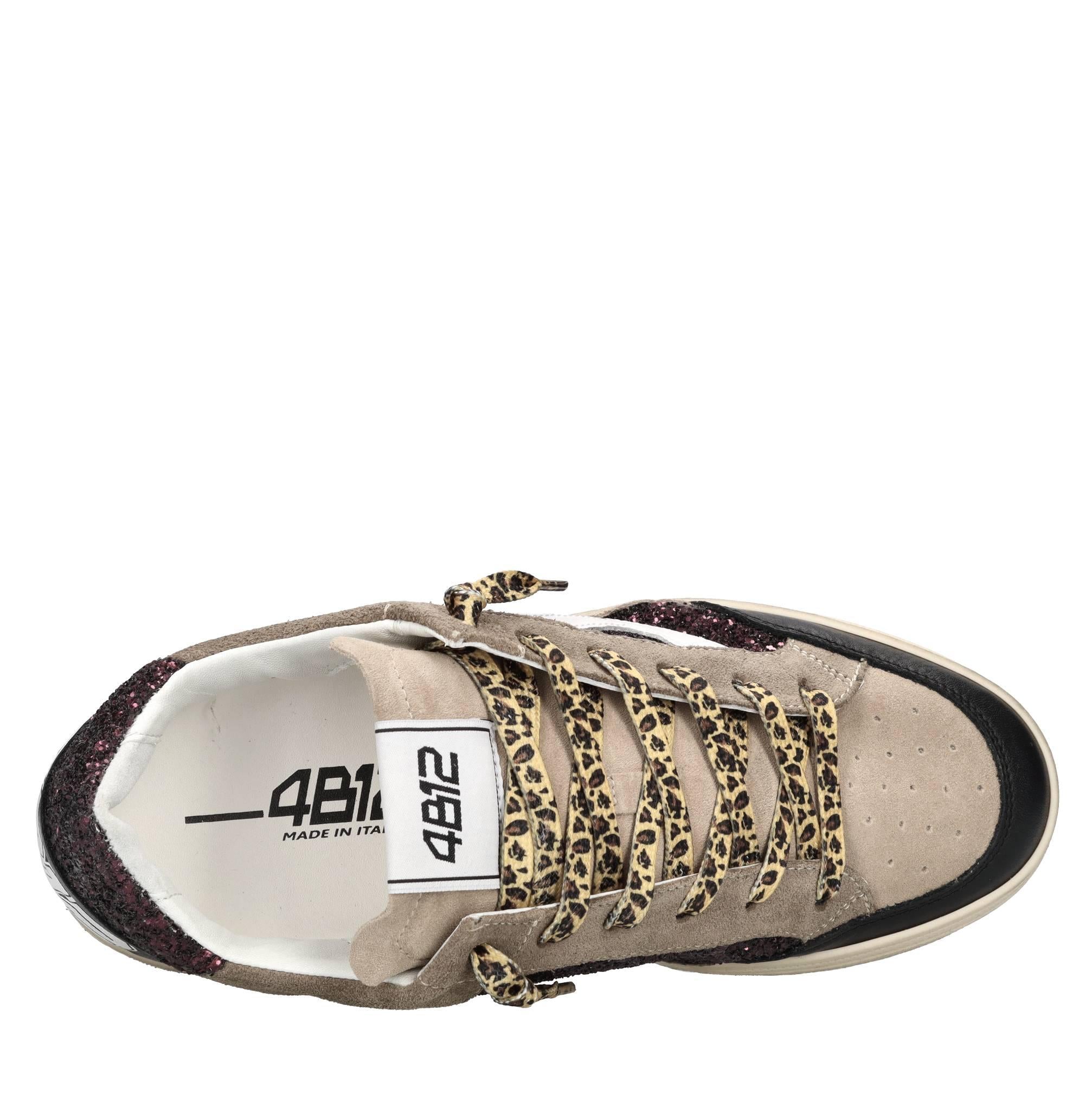 Sneakers in camoscio,pelle e glitter 