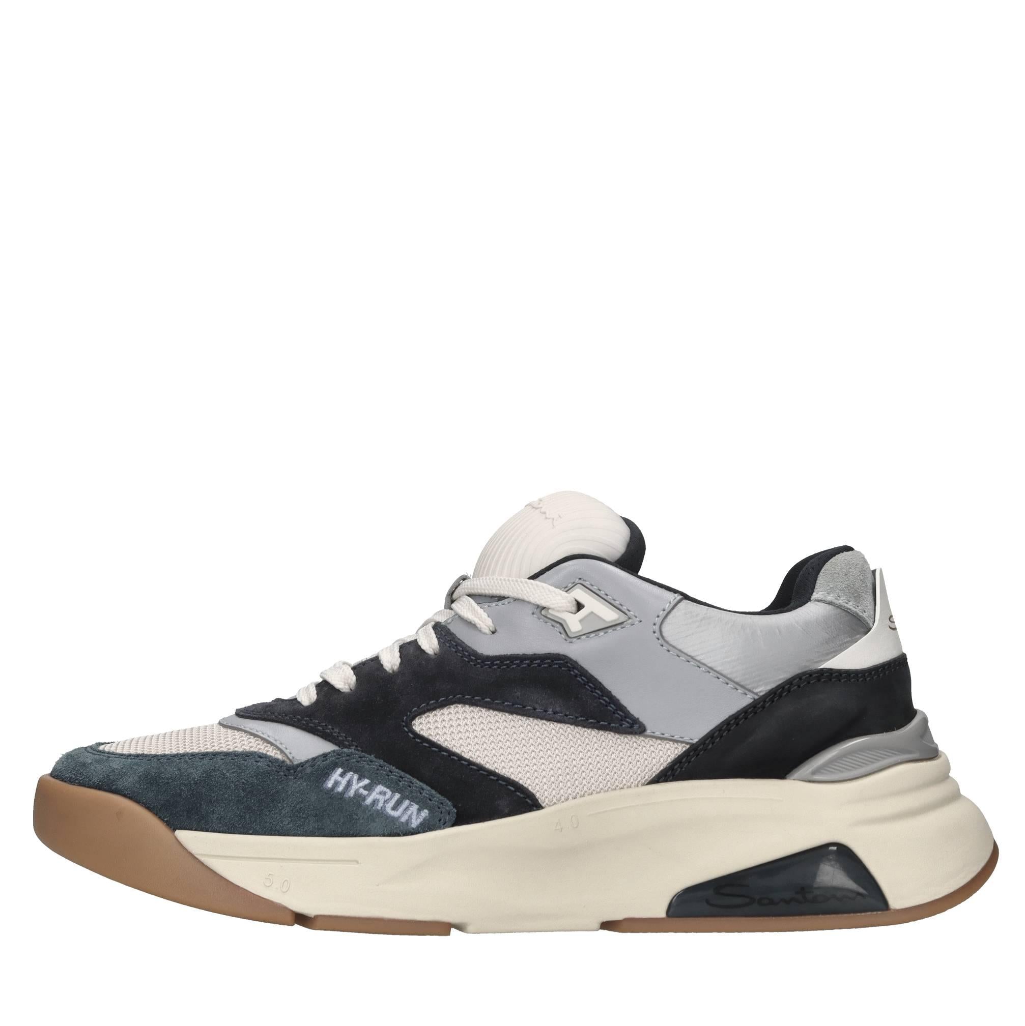 Sneakers in pelle camoscio e tessuto 
