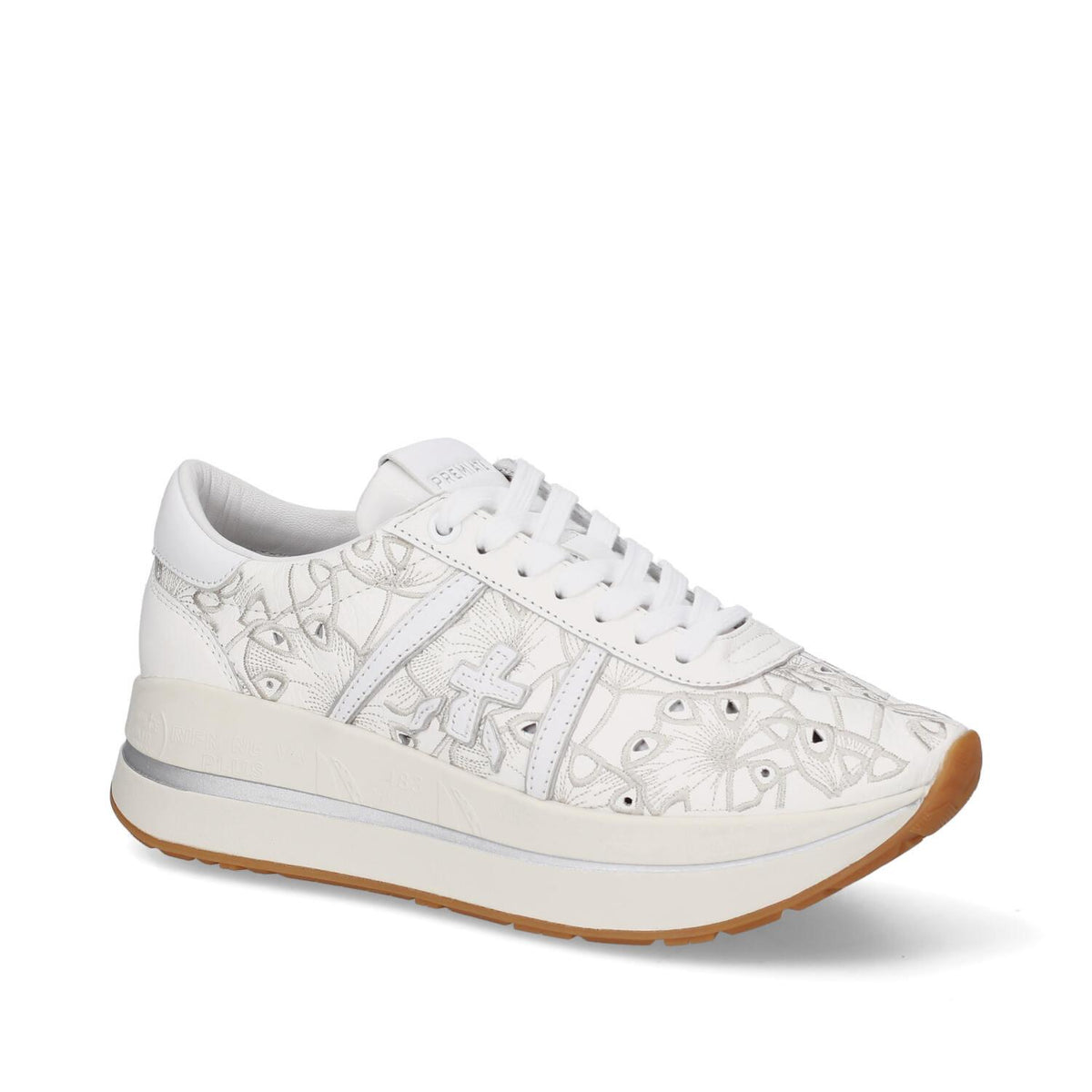 Sneakers in pelle e tessuto 