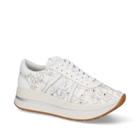 Sneakers in pelle e tessuto 