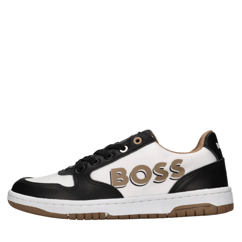 Sneakers in pelle e tessuto 