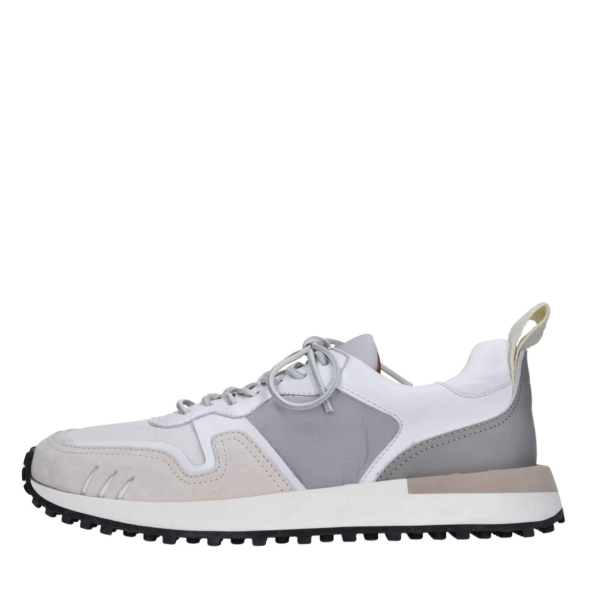 Sneakers in pelle e tessuto 