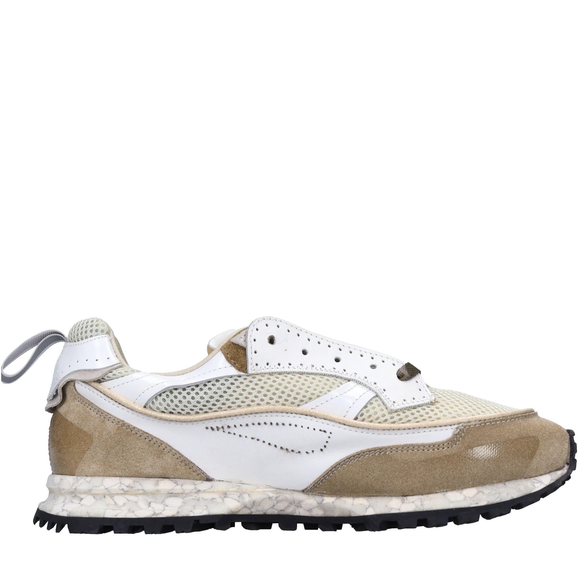 Sneakers in pelle e tessuto 