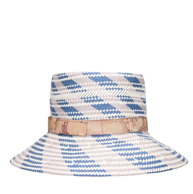 Cappello in rafia e tessuto 
