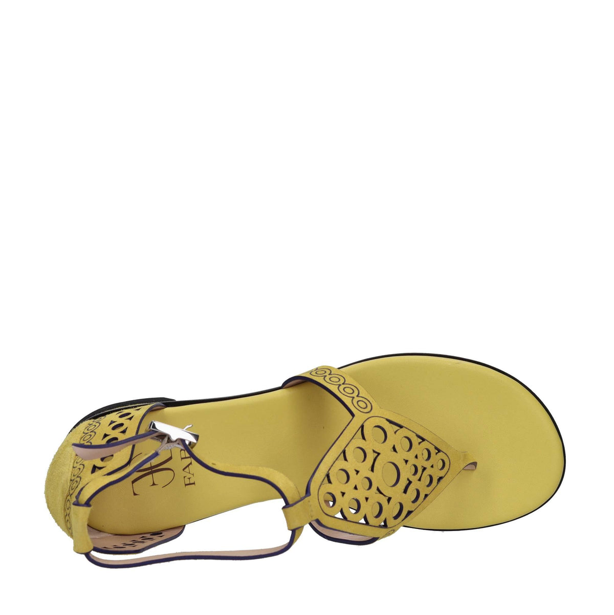 Sandali flat infradito in pelle e camoscio 