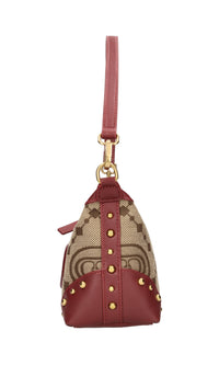 Borsa in pelle e tessuto 