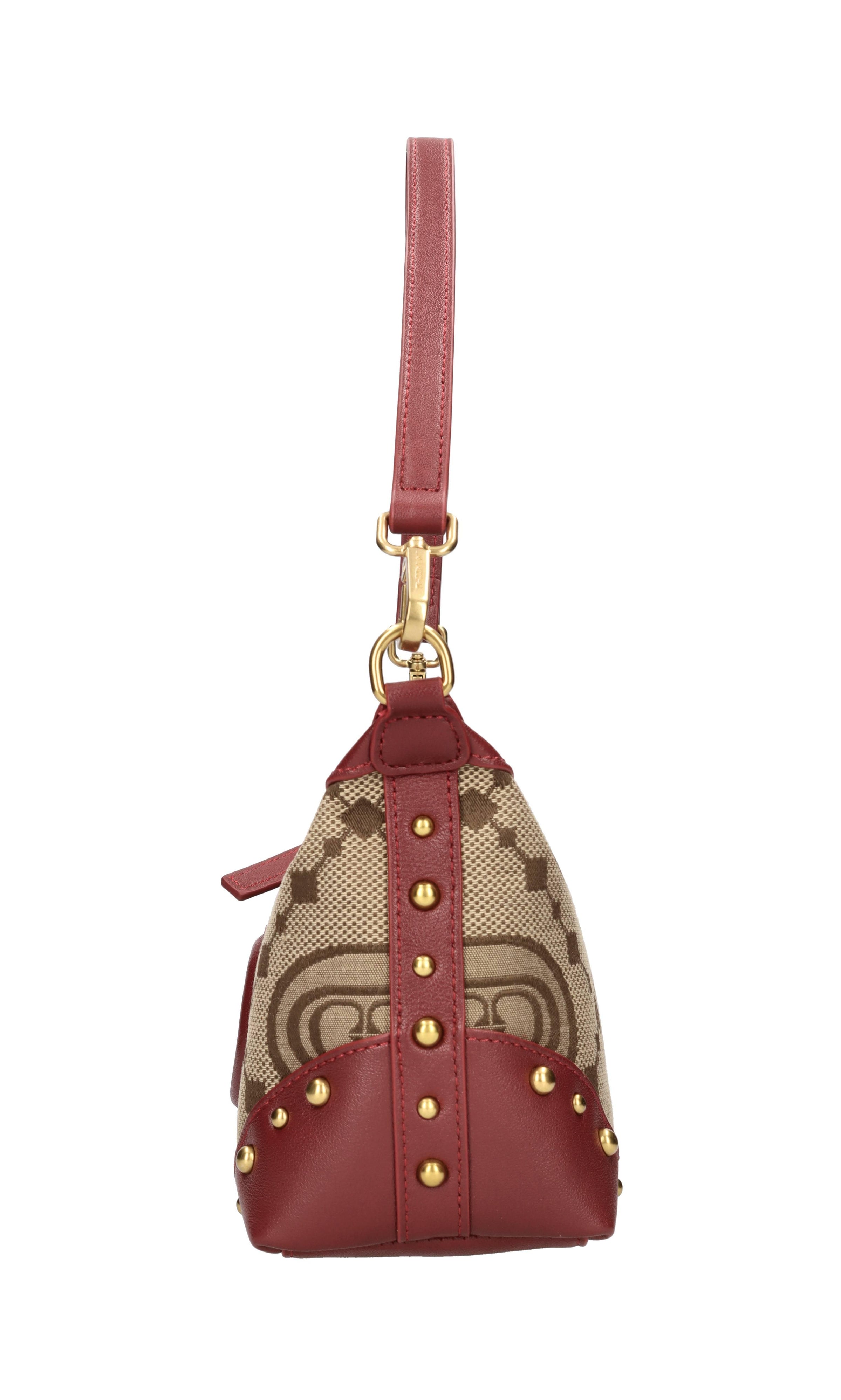 Borsa in pelle e tessuto 