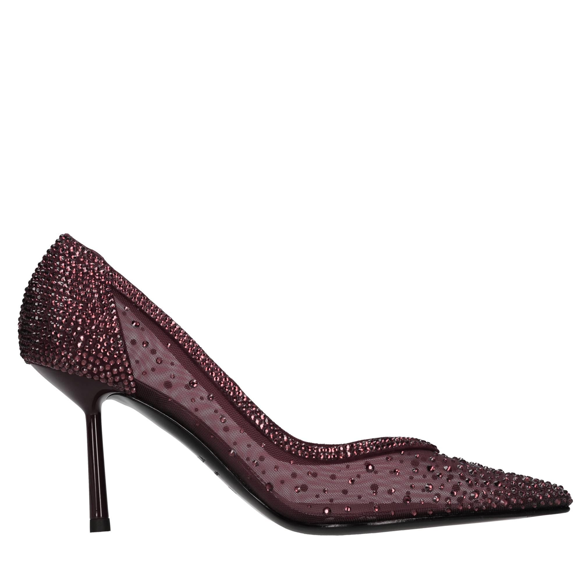 Décolleté Nicole in pelle rete e strass 