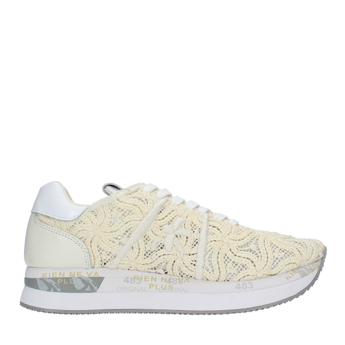 Sneakers in pelle e tessuto 