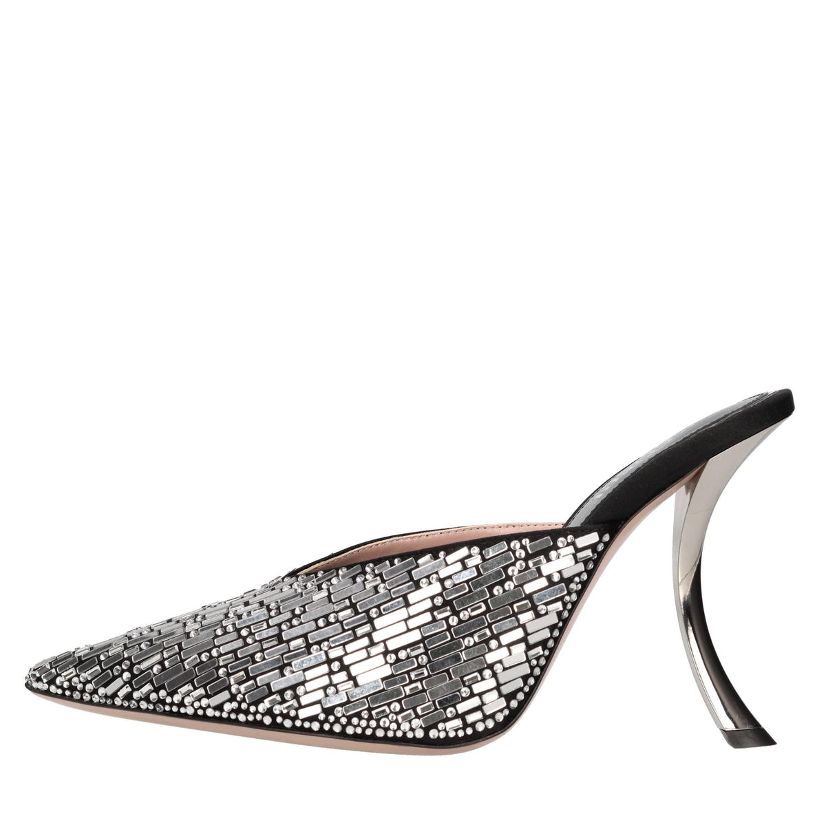 Mules Paris 105 in raso e strass 