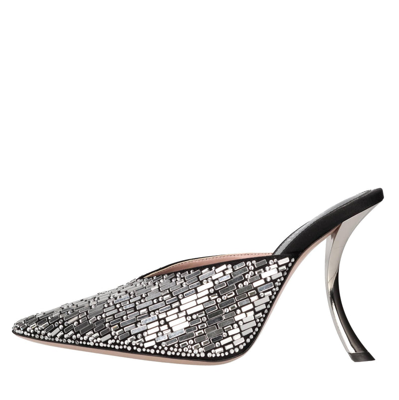 Mules Paris 105 in raso e strass 